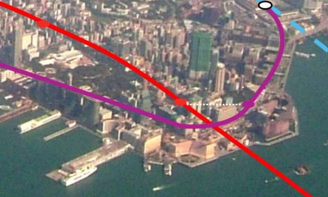 Thumbnail of the MTR lines and stations plotted onto an aerial photo of Victoria Harbour